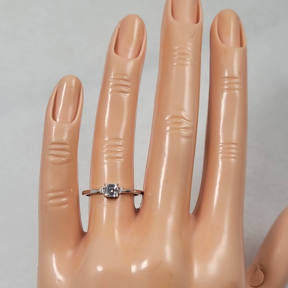 Sterling Silver Dainty Princess Cut Ring - Picture 10 of 13